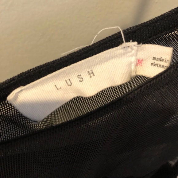 LUSH Sleeveless Black Shift Dress Mesh Detail - Picture 5 of 6